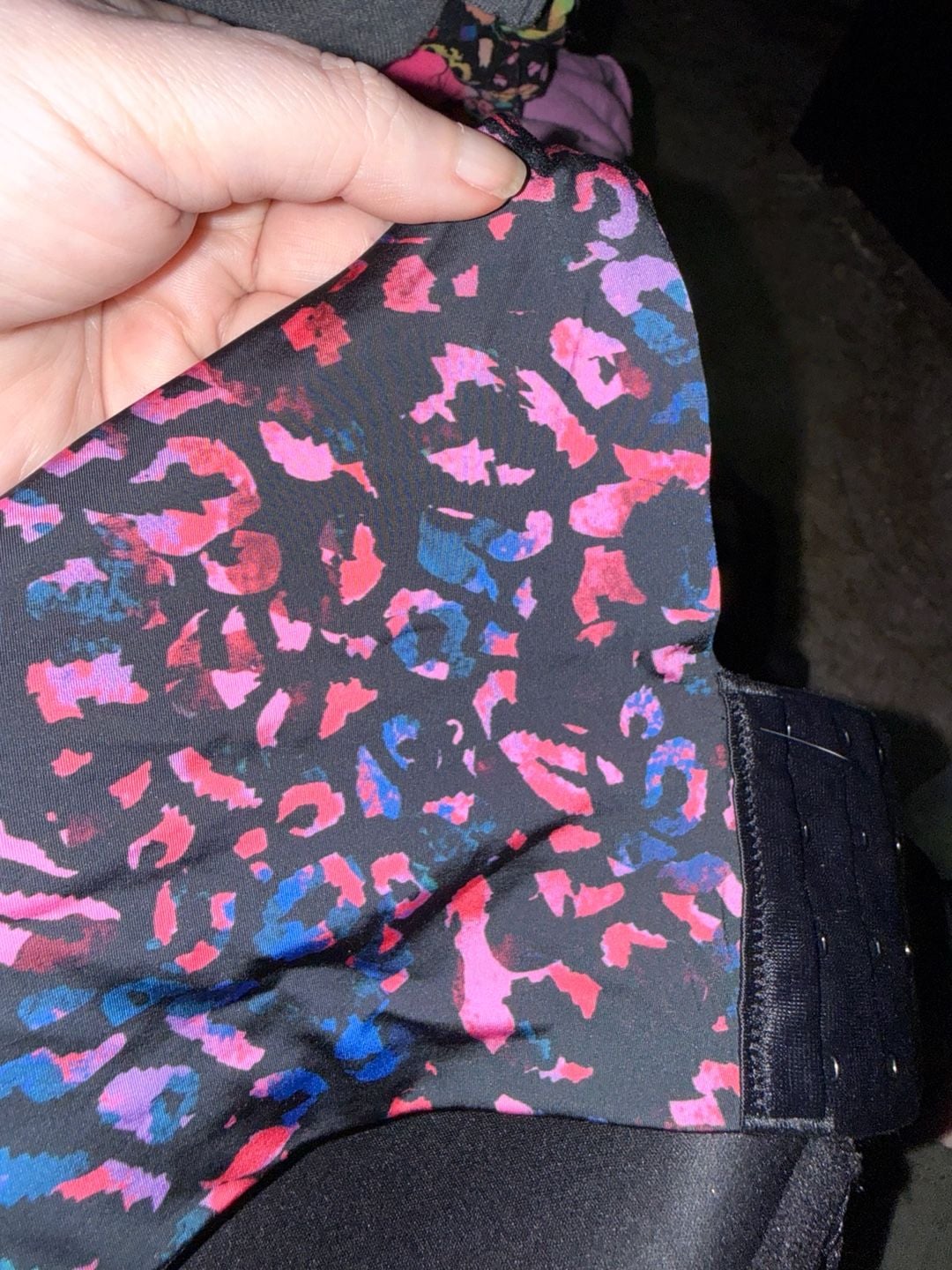 Torrid 40DDD Black Abstract Pink Blue Animal Print Push-Up Plunge Bra 2