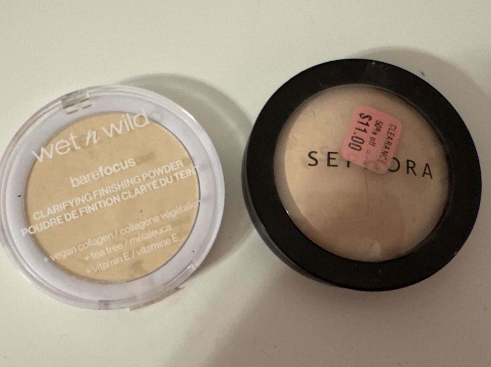 Wet n Wild Bare Focus Clarifying Finishing Powder + Sephora Baked Face Compact 1