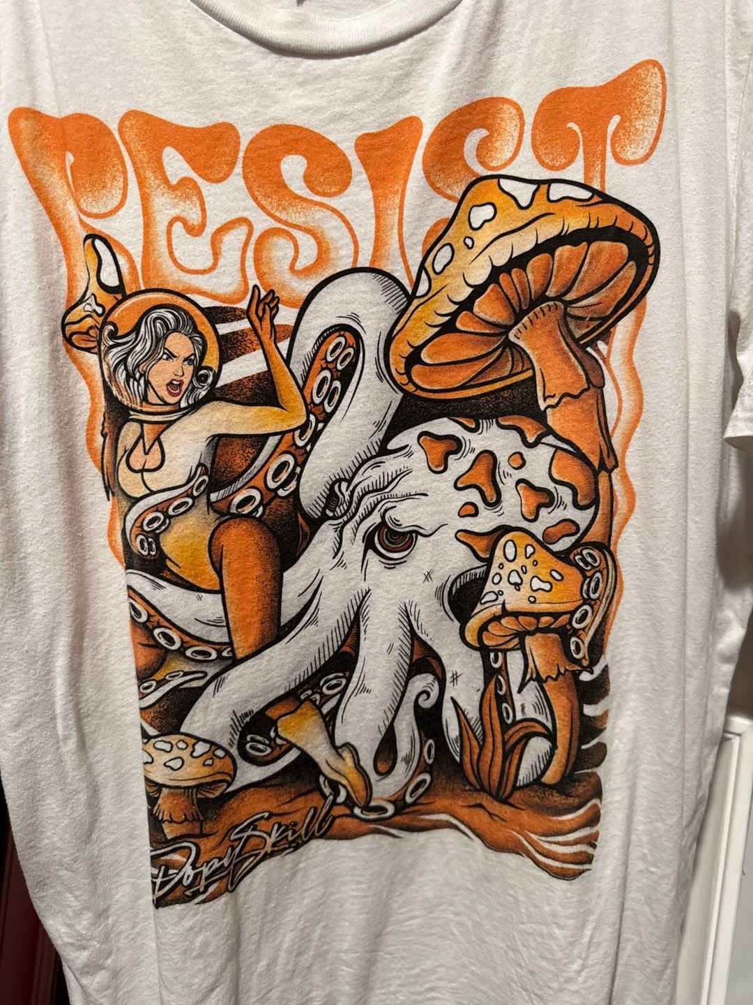DopeSkill x Bella+Canvas Resist Trippin Graphic T-Shirt White/Orange XL 2