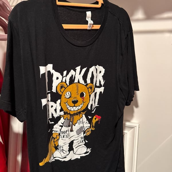 Dope Skill Trick Or Treat Evil Teddy Bear Graphic T-Shirt Black XL