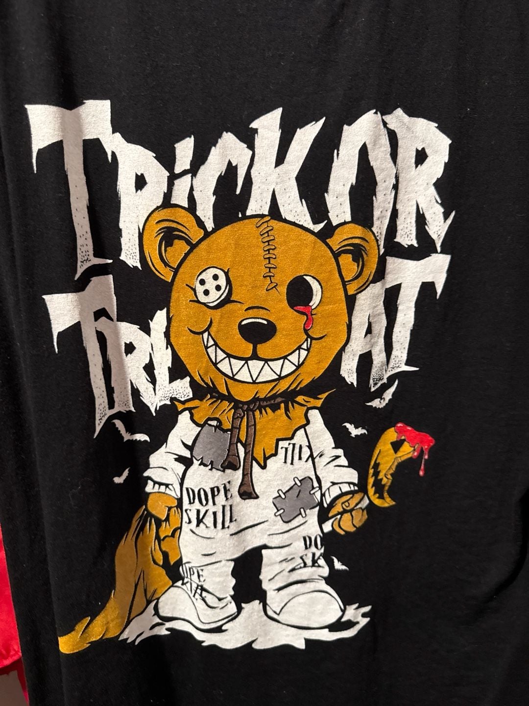 Dope Skill Trick Or Treat Evil Teddy Bear Graphic T-Shirt Black XL 3