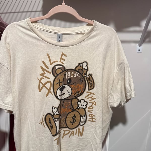 DopeSkill Smile Through The Pain Teddy Bear Graphic Tee - Sail