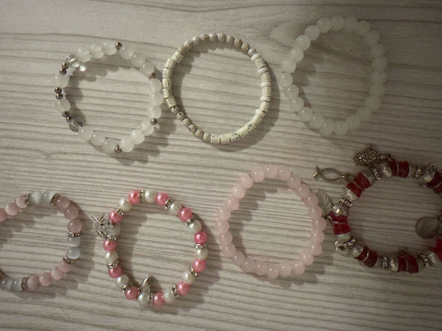 Handmade Beaded Elastic Bracelet and Crochet Hair Bow Bundle - 10 Piece Set 2