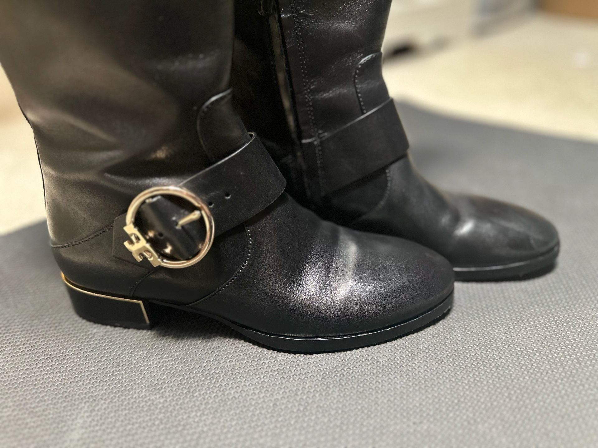 Tory Burch Sofia Black Leather Buckled Riding Boots 4