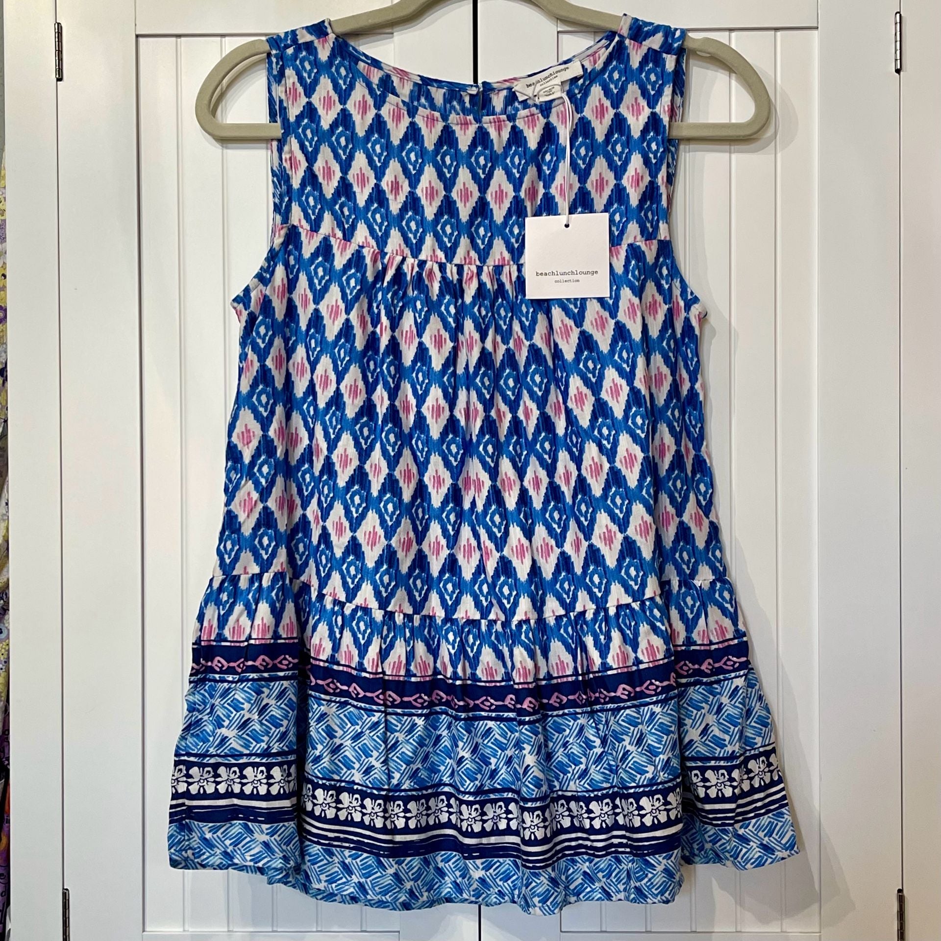 NWT Beachlunchlounge Lee Moroccan Tile Sleeveless Peplum Top 2