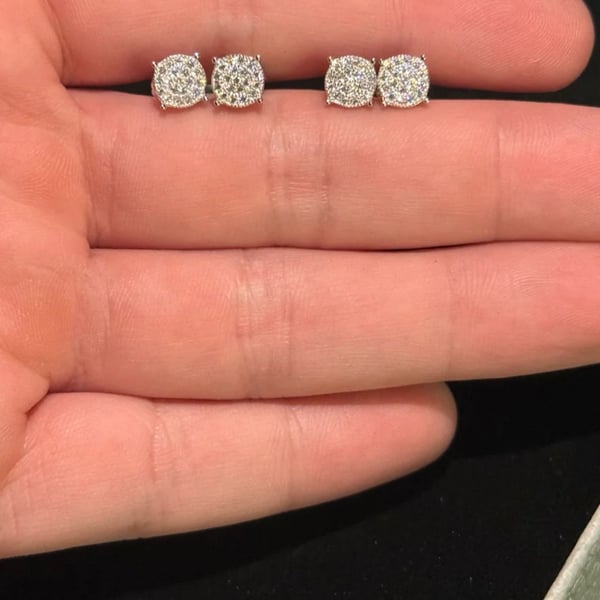 GRA Certified 1.0ctw Round Brilliant Cut D VVS1 Moissanite Cluster Stud Earrings in Sterling Silver