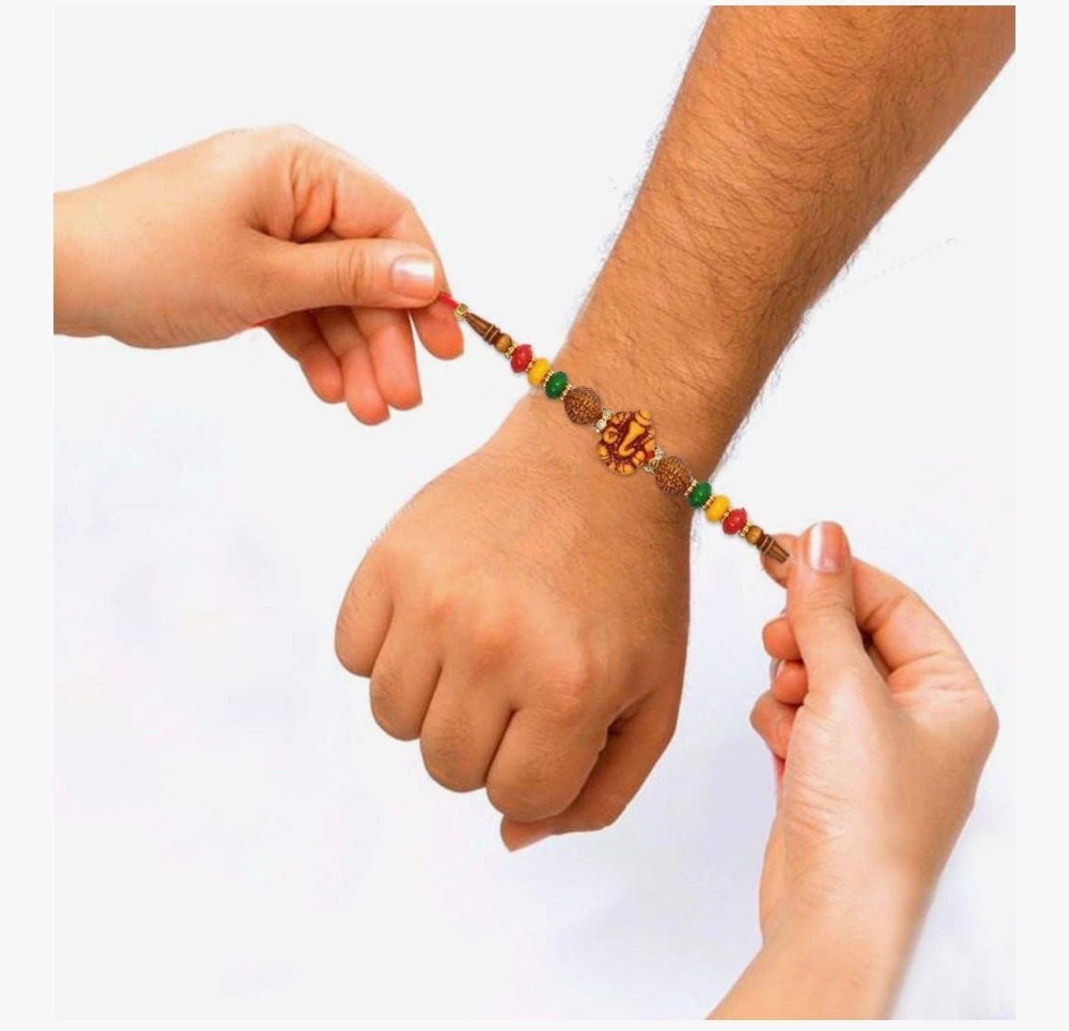 Crunchy Fashion Pack of 6 Designer Rakhi Set for Brother with Rudraksh & Beads 2
