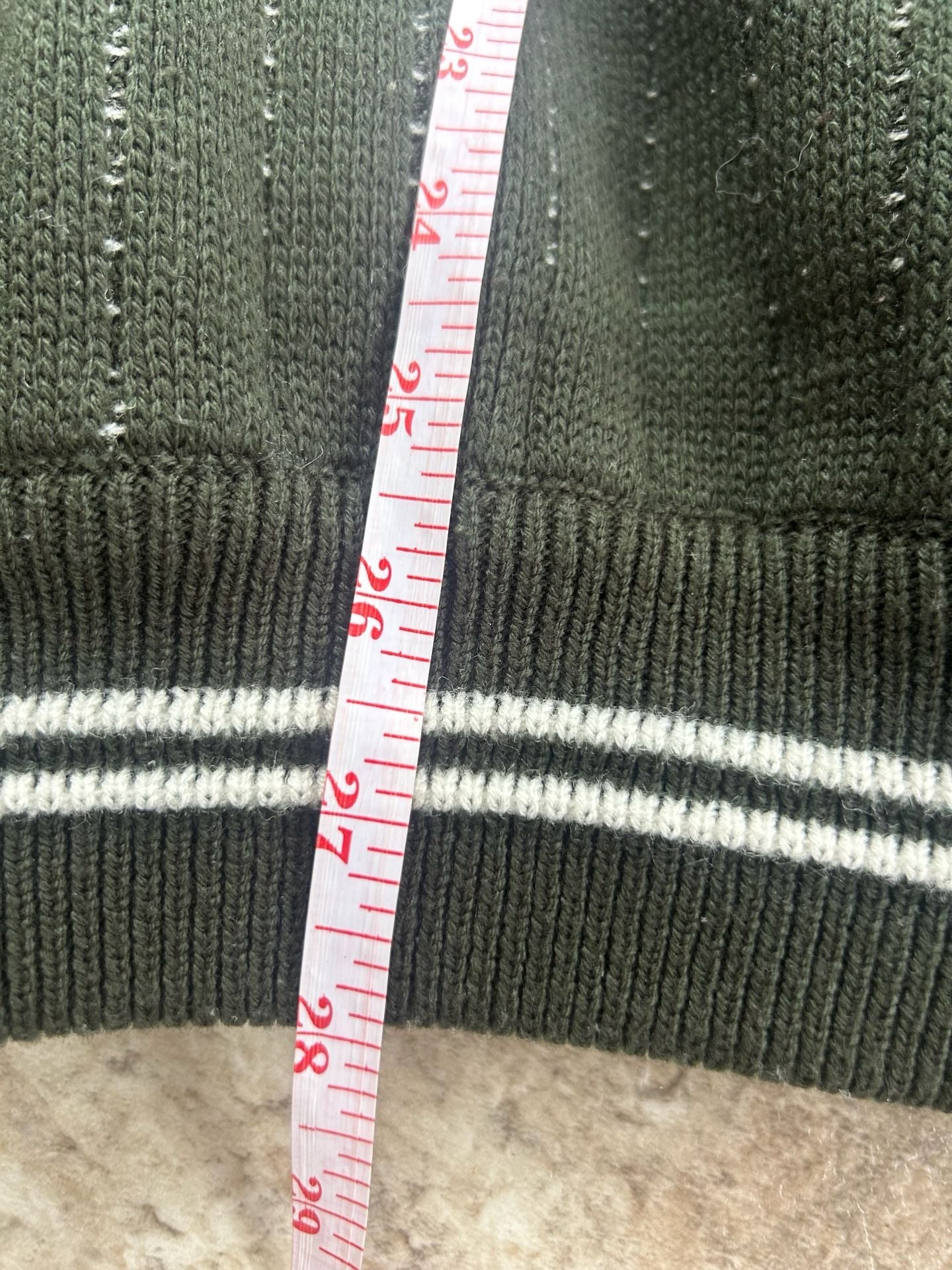 Vintage Bagazio Olive Green Full Zip Knit Bomber Jacket with Vertical Stripes 6
