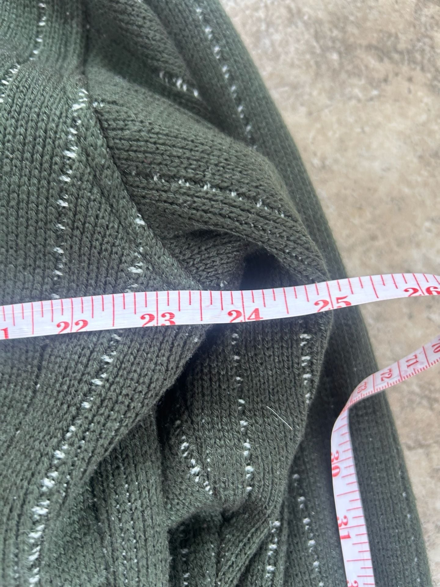 Vintage Bagazio Olive Green Full Zip Knit Bomber Jacket with Vertical Stripes 8