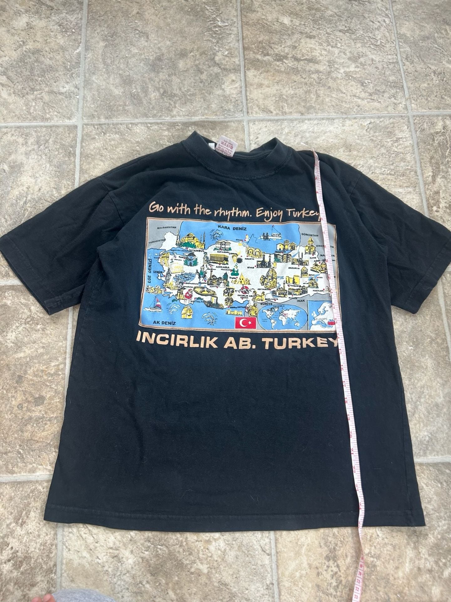 Vintage Incirlik AB Turkey Map Graphic T-Shirt Small Souvenir Tee 9