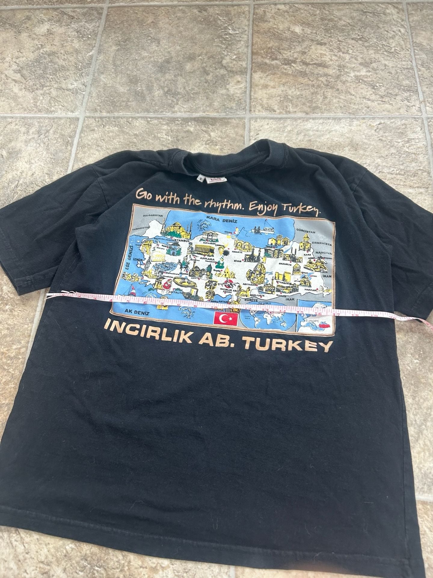 Vintage Incirlik AB Turkey Map Graphic T-Shirt Small Souvenir Tee 10
