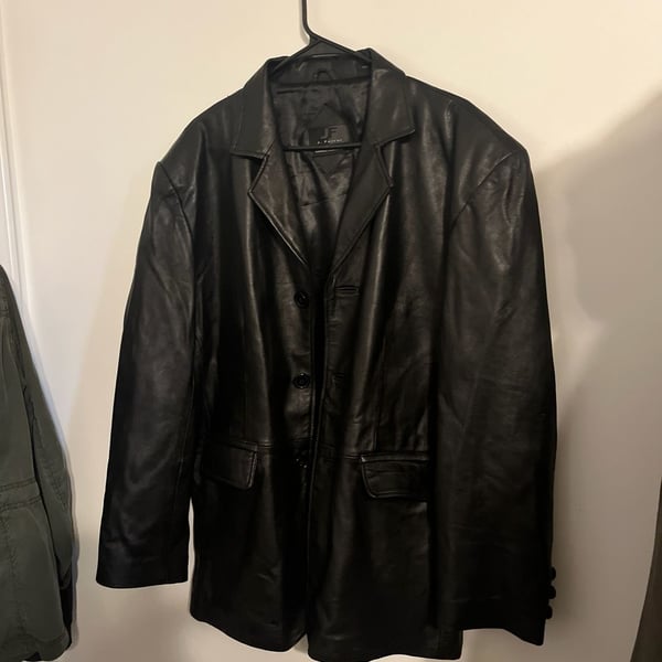 J. Ferrar Men's Vintage Genuine Lambskin Black Leather Blazer Coat