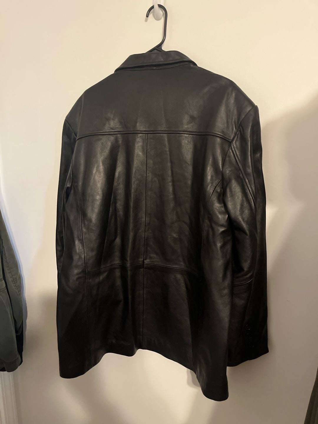 J. Ferrar Men's Vintage Genuine Lambskin Black Leather Blazer Coat 6