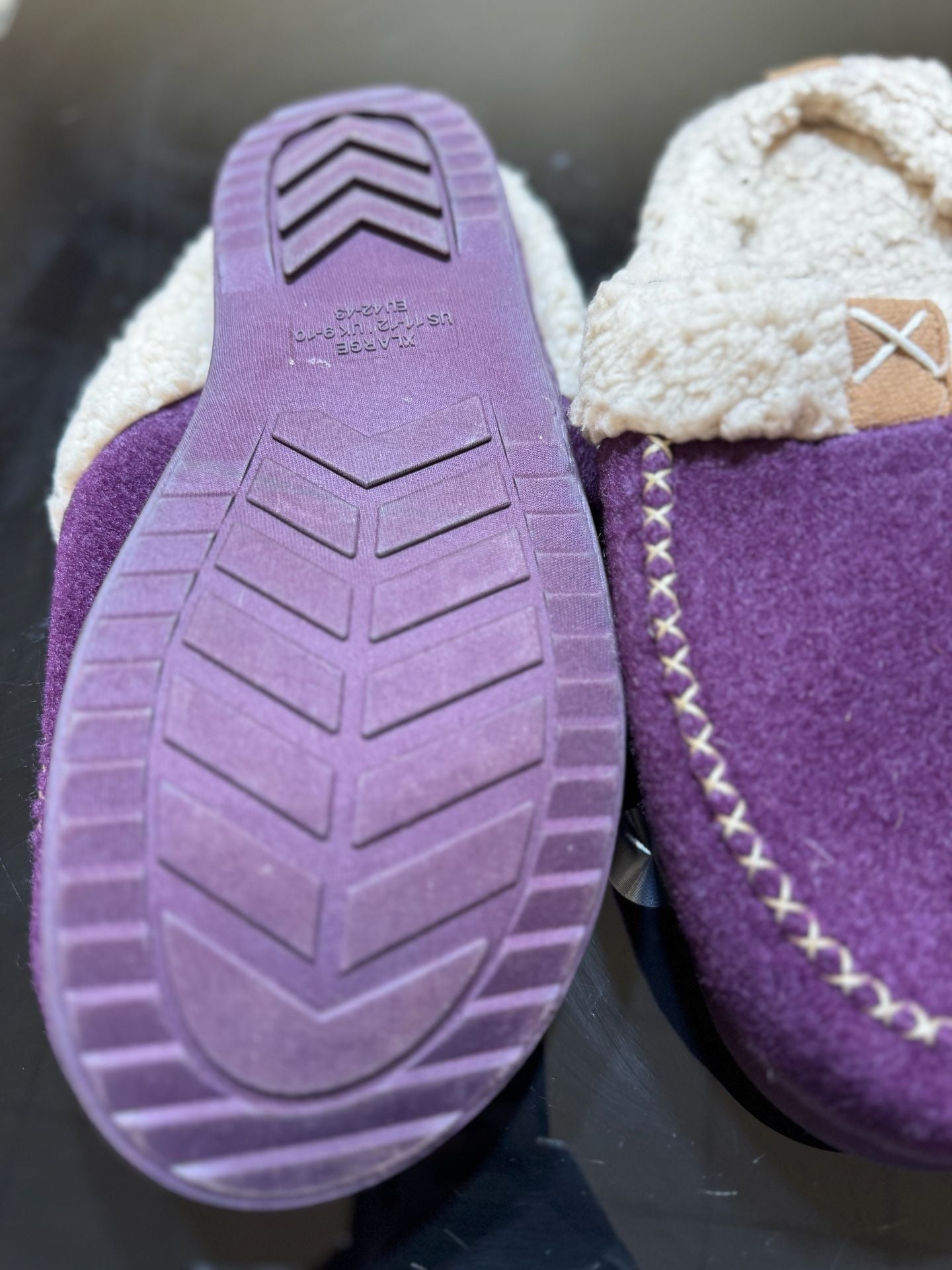 LongBay Women's Purple Faux Wool Sherpa Lined Memory Foam Moccasin Slippers 11