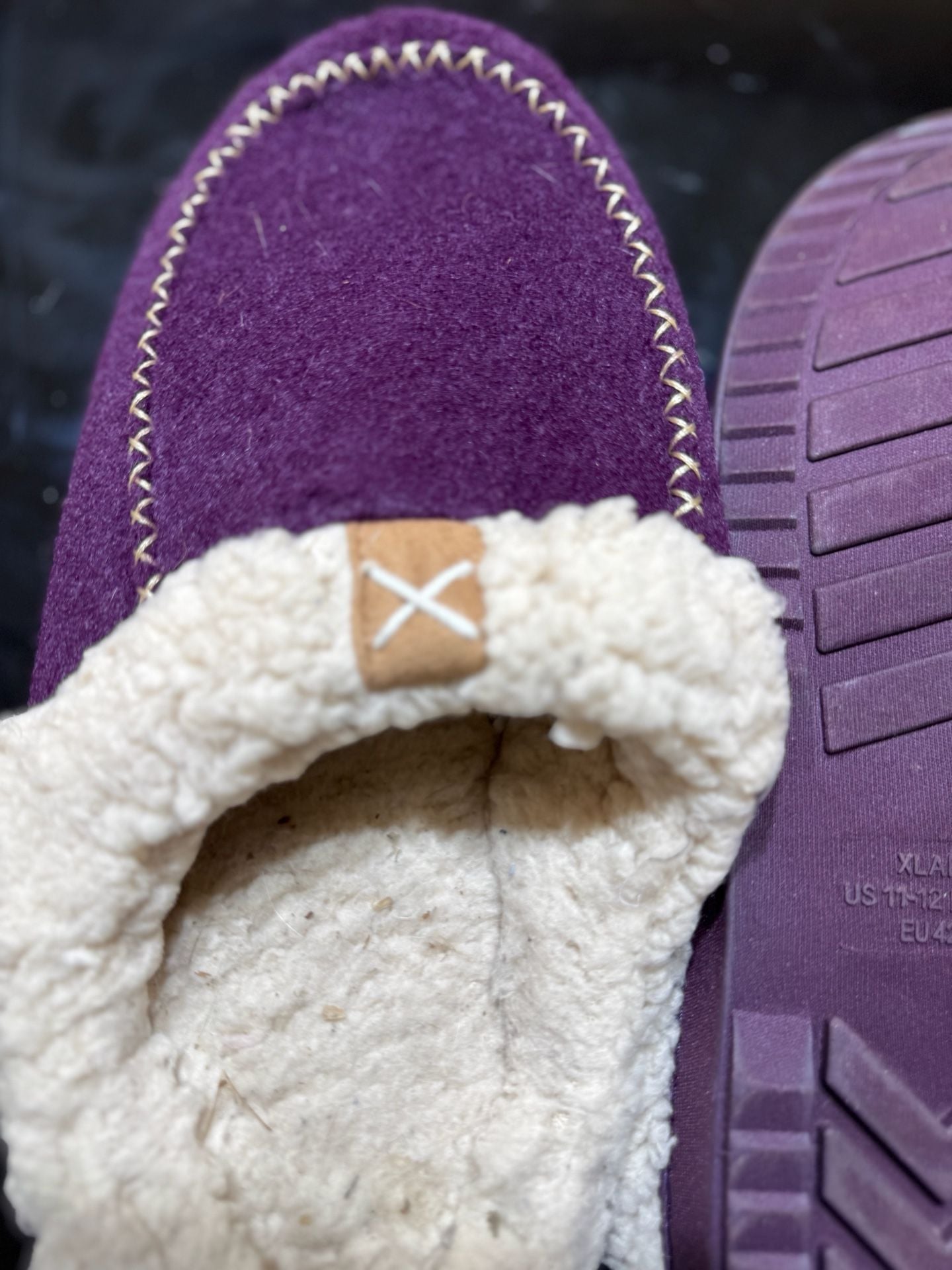 LongBay Women's Purple Faux Wool Sherpa Lined Memory Foam Moccasin Slippers 16