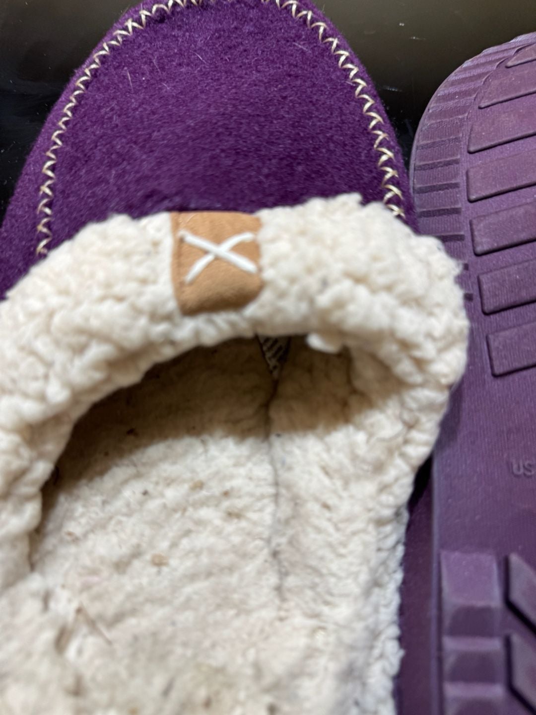 LongBay Women's Purple Faux Wool Sherpa Lined Memory Foam Moccasin Slippers 17