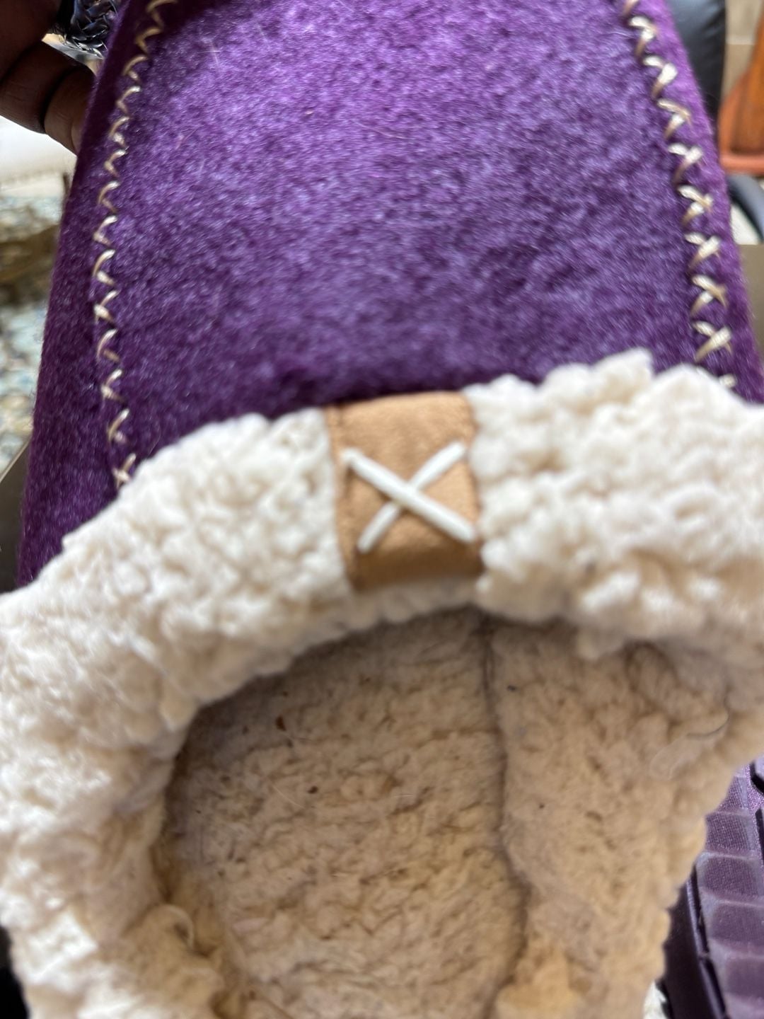 LongBay Women's Purple Faux Wool Sherpa Lined Memory Foam Moccasin Slippers 18