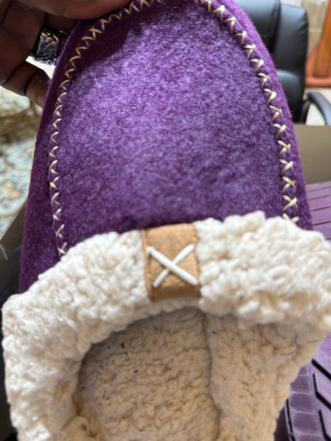LongBay Women's Purple Faux Wool Sherpa Lined Memory Foam Moccasin Slippers 19