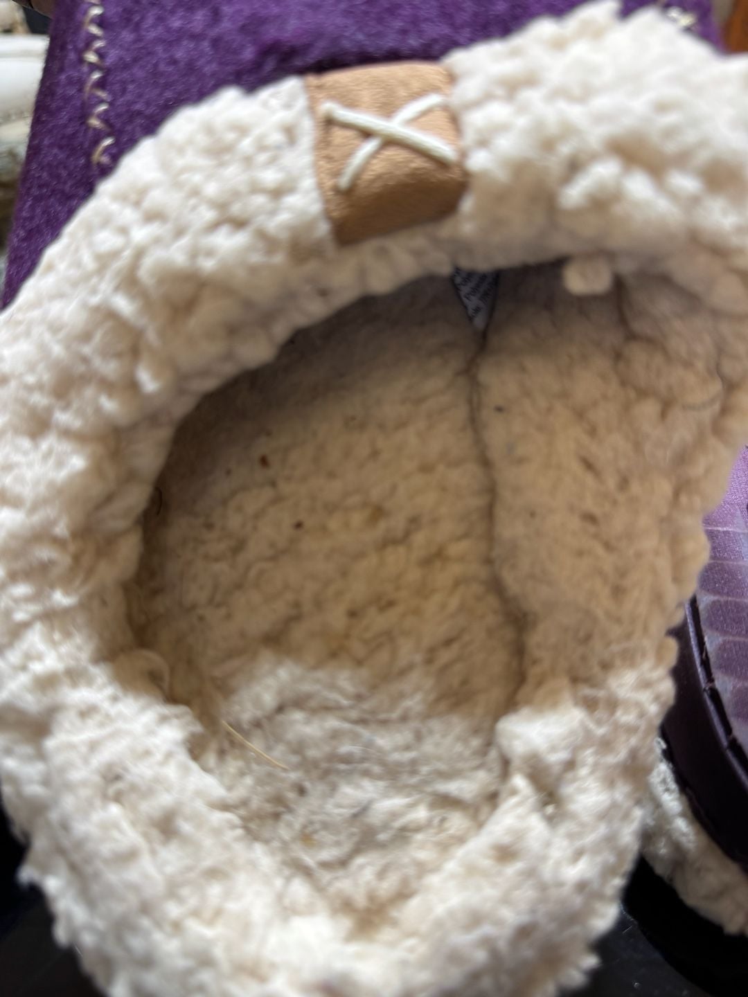 LongBay Women's Purple Faux Wool Sherpa Lined Memory Foam Moccasin Slippers 20