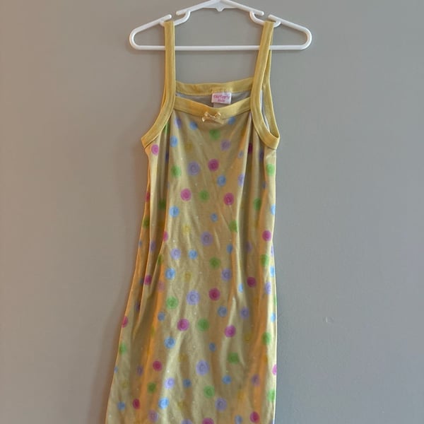 Vintage Carter's Kids Yellow Polka Dot Sleeveless Nightgown Dress