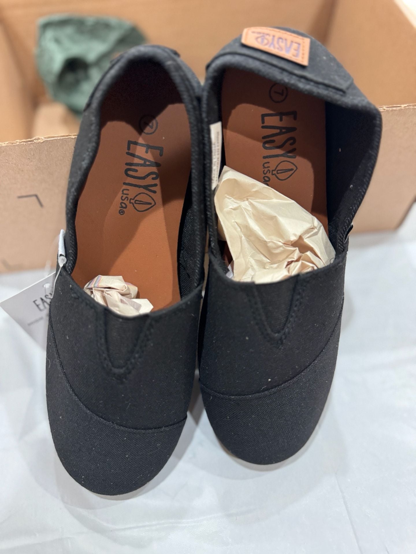 EasyUSA Women's Black Canvas Alpargata Slip-On Shoes 5