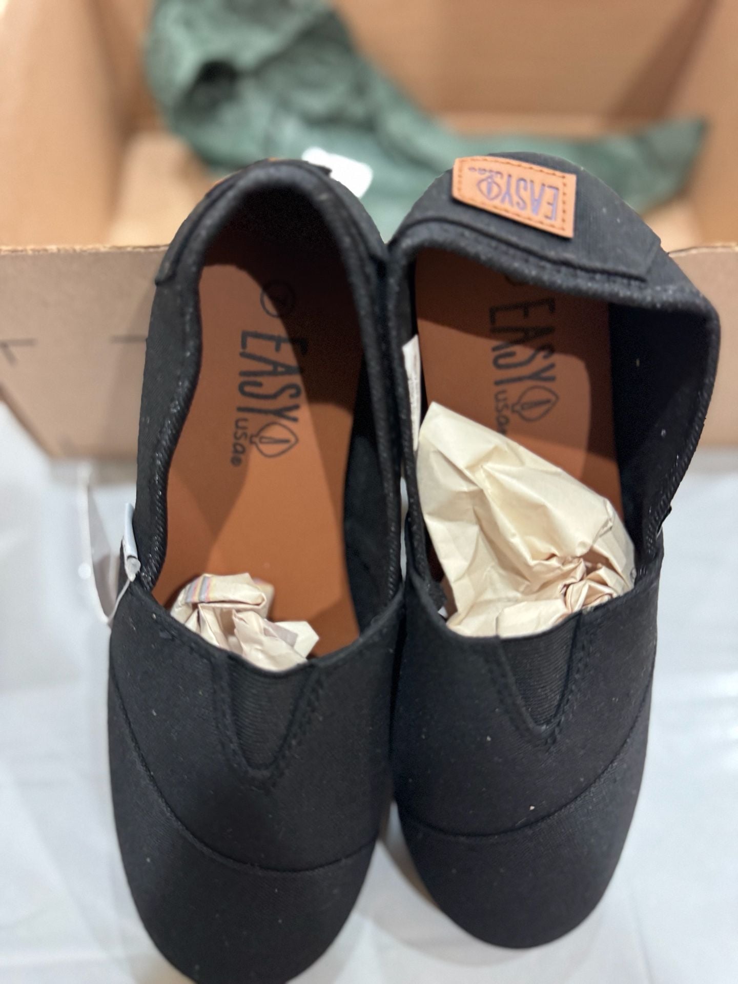 EasyUSA Women's Black Canvas Alpargata Slip-On Shoes 6