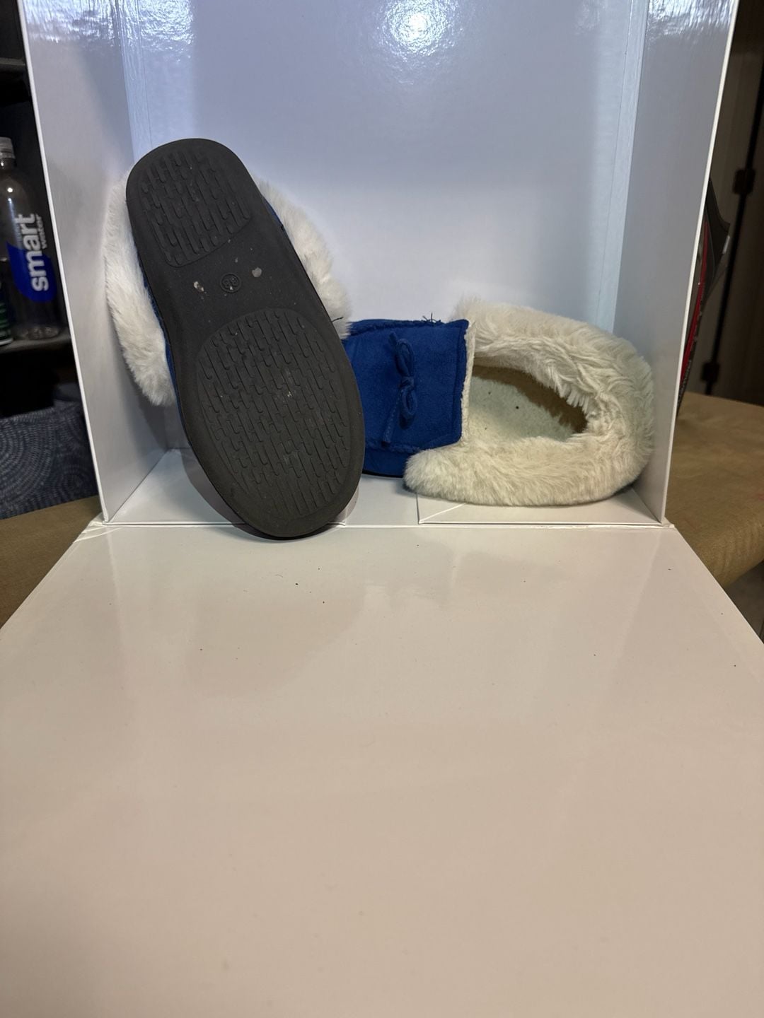 RockDove Women's Plush Faux Fur Royal Blue Moccasin Slippers 2