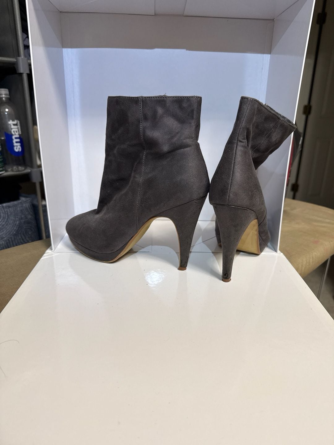 H&M Gray Suede Platform Stiletto Ankle Boots 2