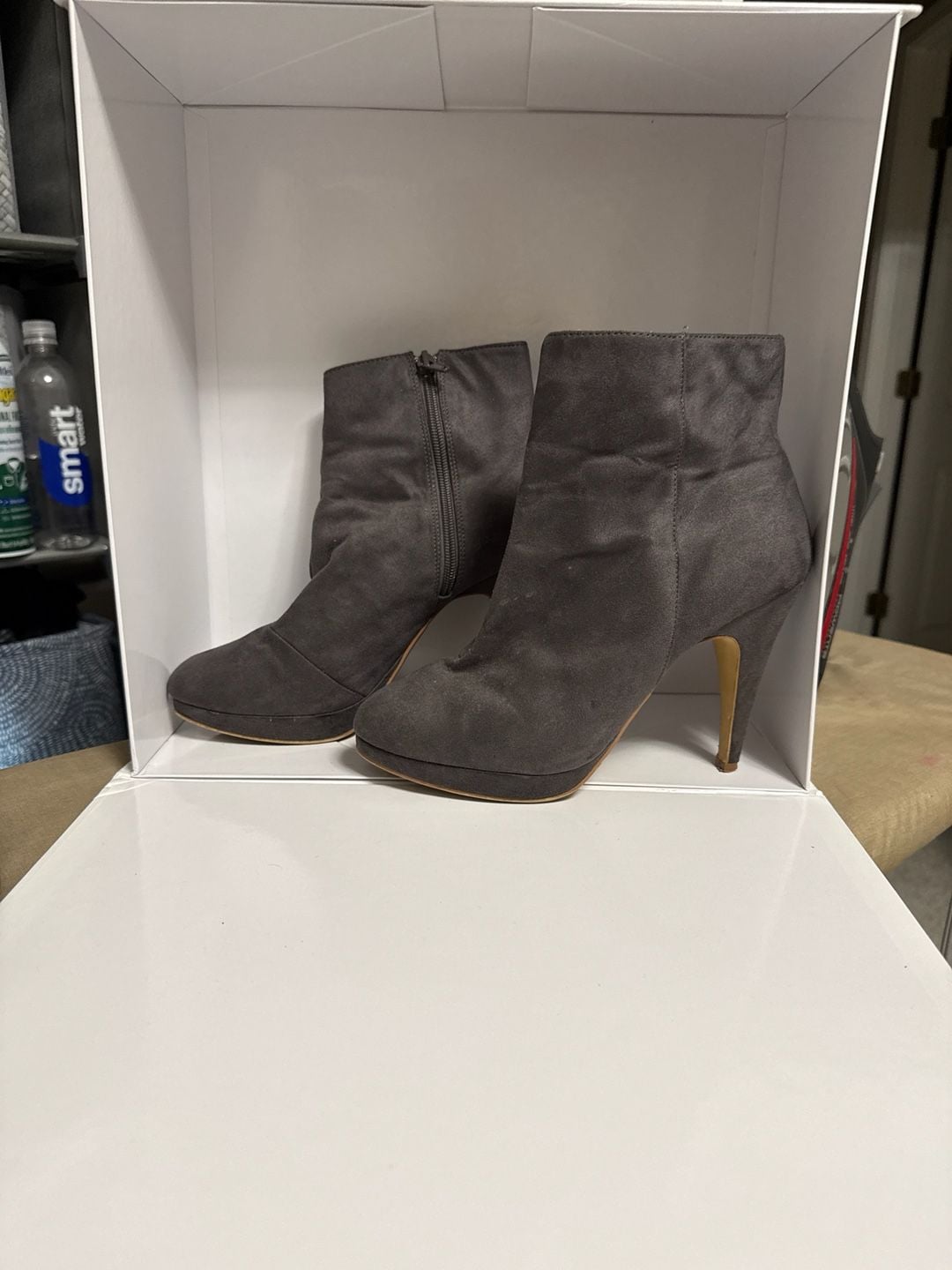 H&M Gray Suede Platform Stiletto Ankle Boots 4