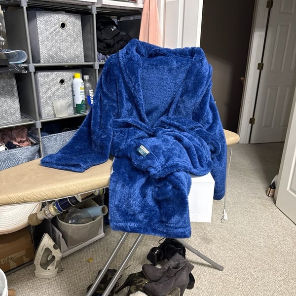 PAVILIA Premium Women's Plush Royal Blue Sherpa Fleece Bathrobe