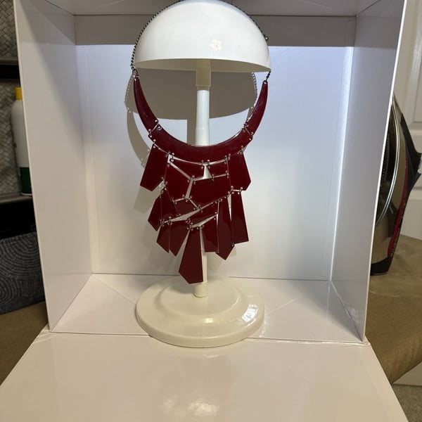 House of Flora Red Lucite Statement Runway Collar Necklace