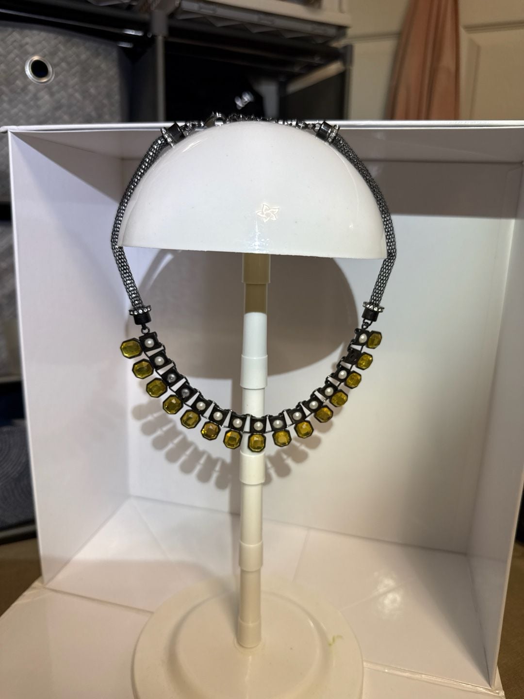 Lia Sophia Glaminator Hematite Glass Pearl and Citrine Crystal Statement Necklace 2