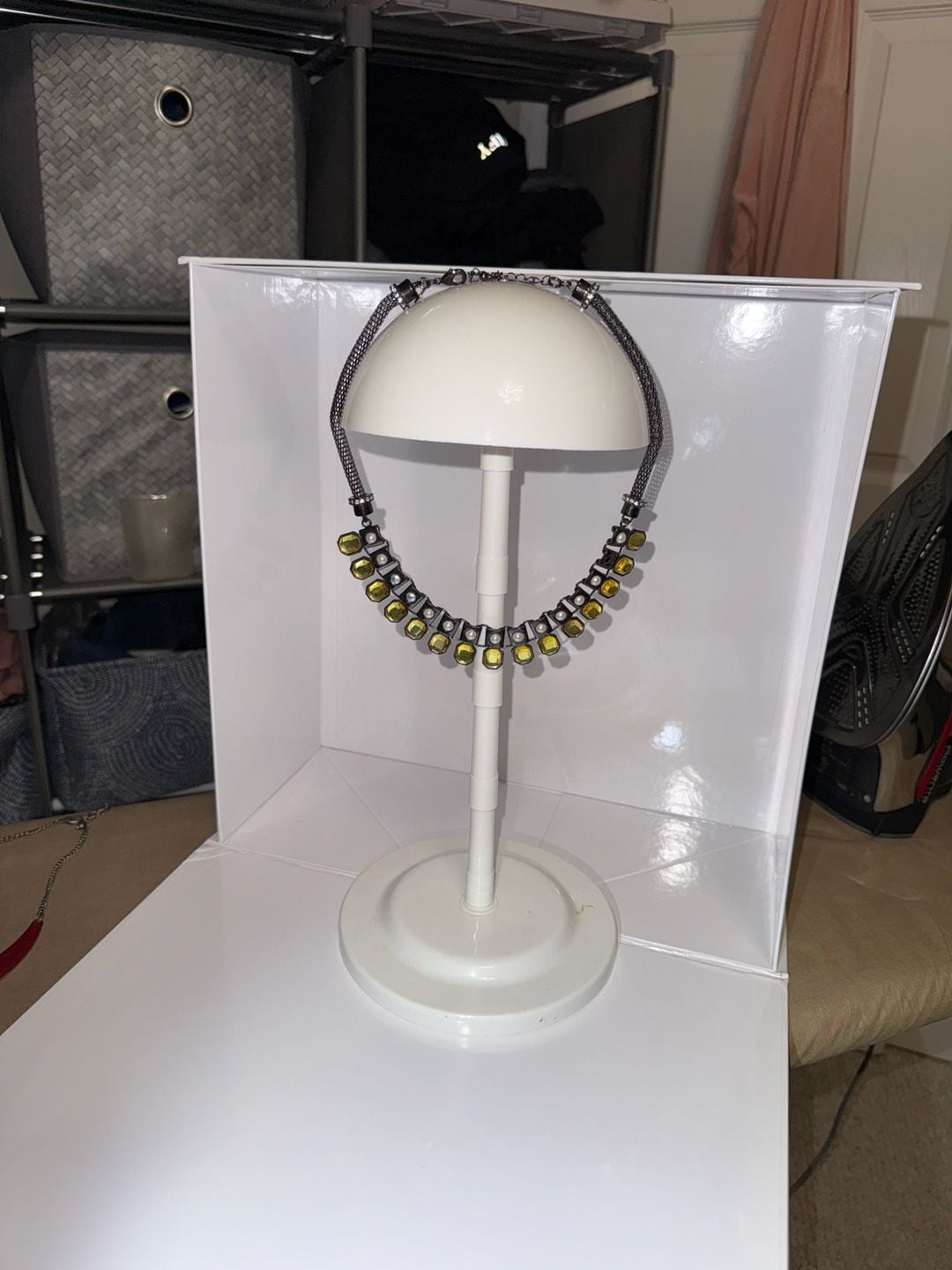 Lia Sophia Glaminator Hematite Glass Pearl and Citrine Crystal Statement Necklace 3