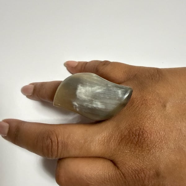 Vintage Handcrafted Natural Buffalo Horn Large Statement Ring