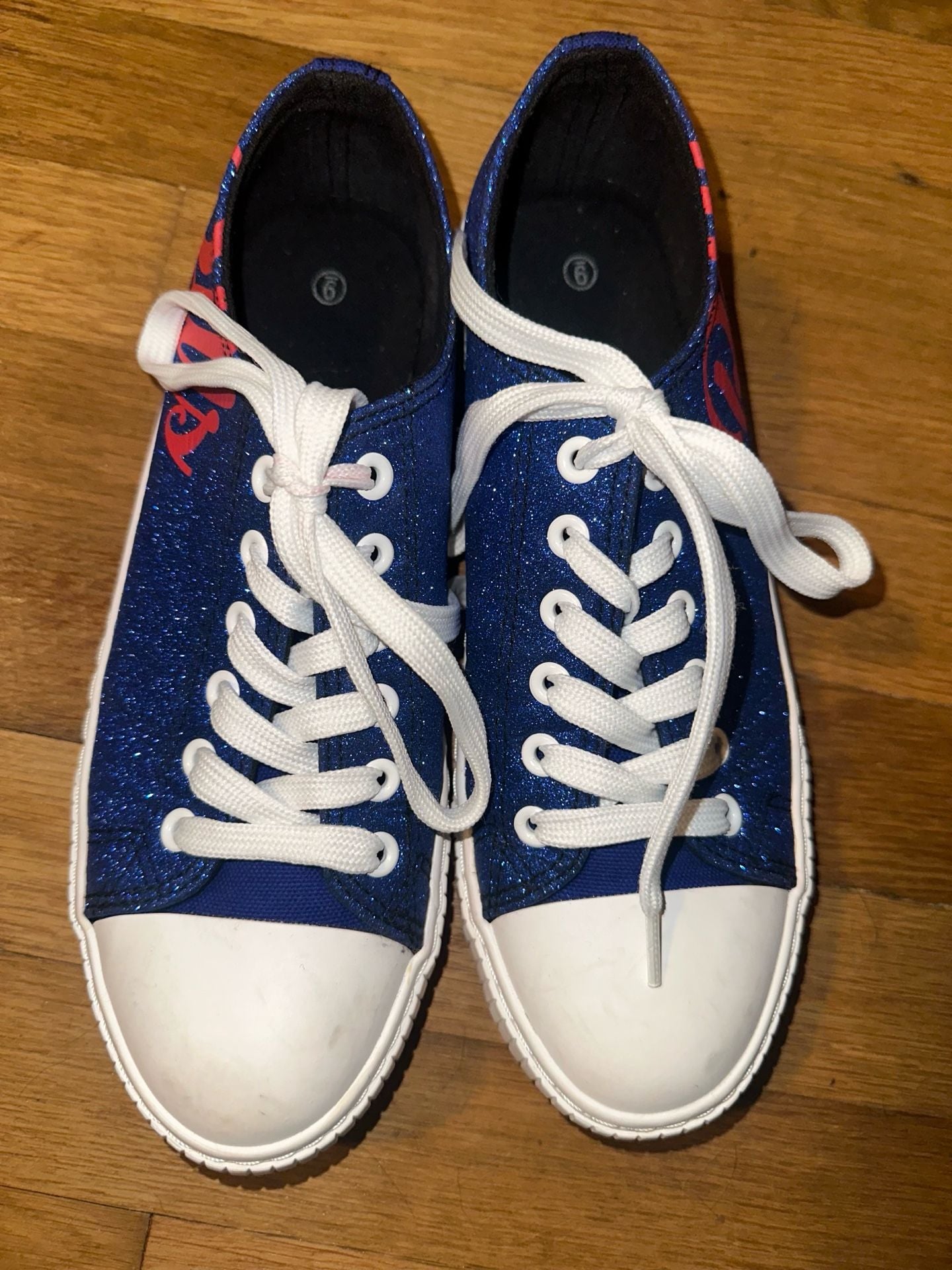 FOCO Women's Buffalo Bills Blue Glitter Low Top Canvas Sneakers Size 9 2