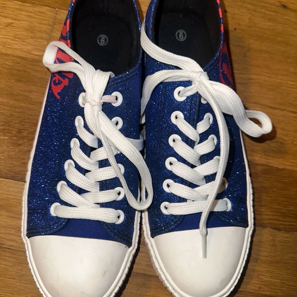FOCO Women's Buffalo Bills Blue Glitter Low Top Canvas Sneakers Size 9
