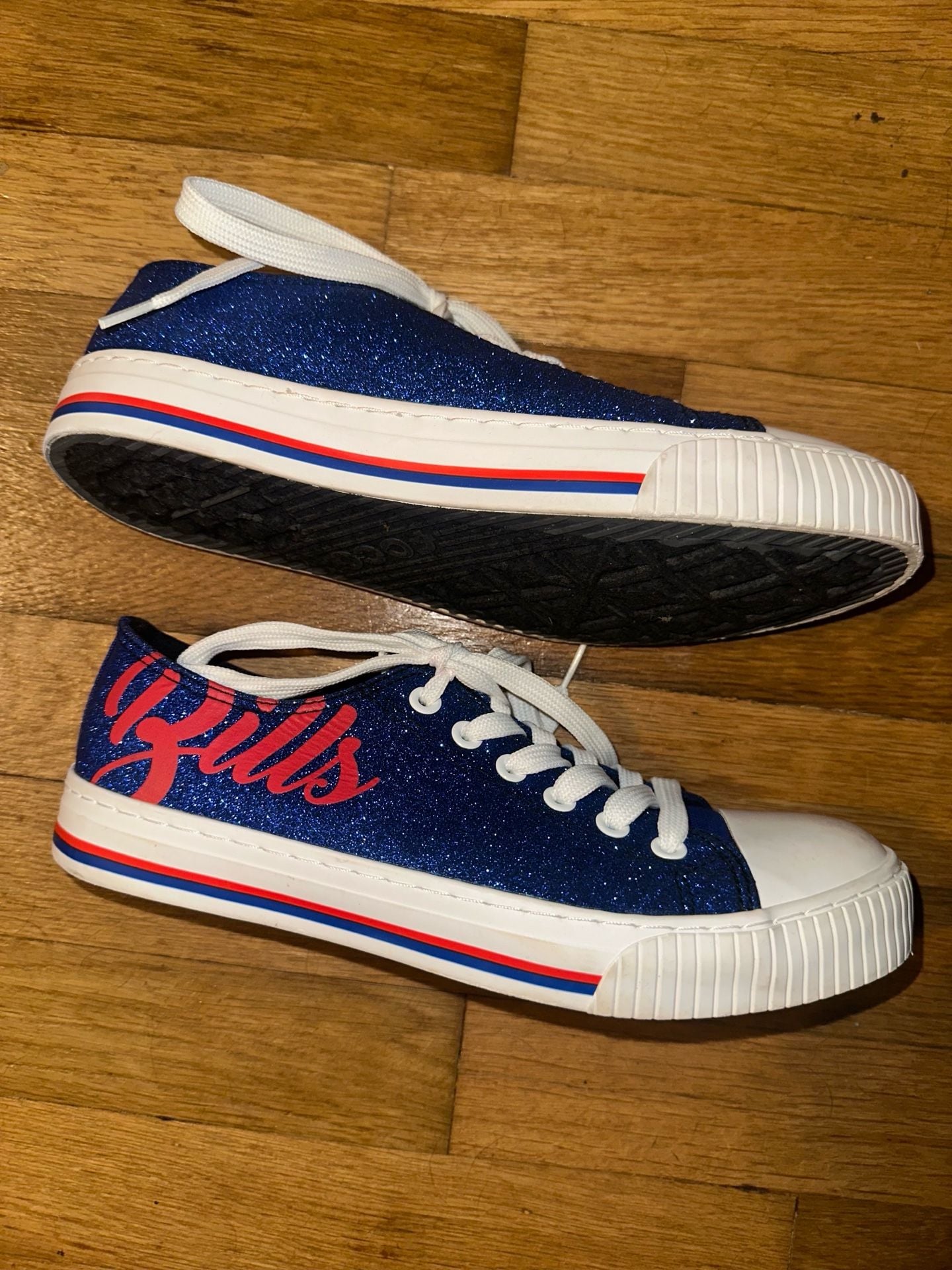 FOCO Women's Buffalo Bills Blue Glitter Low Top Canvas Sneakers Size 9 3