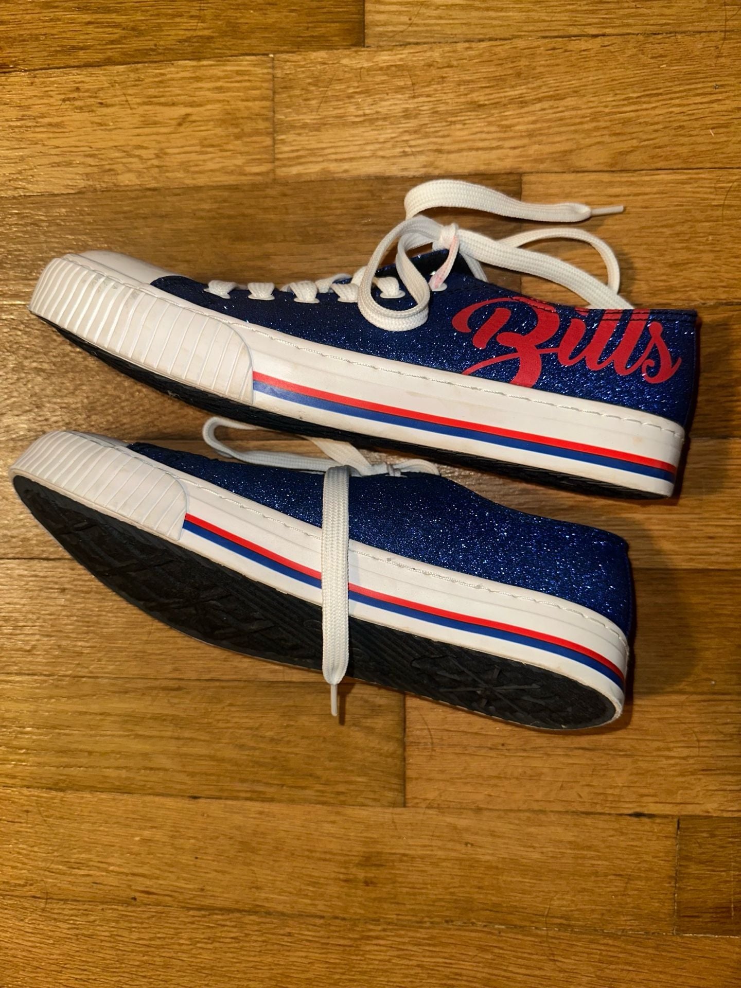 FOCO Women's Buffalo Bills Blue Glitter Low Top Canvas Sneakers Size 9 4
