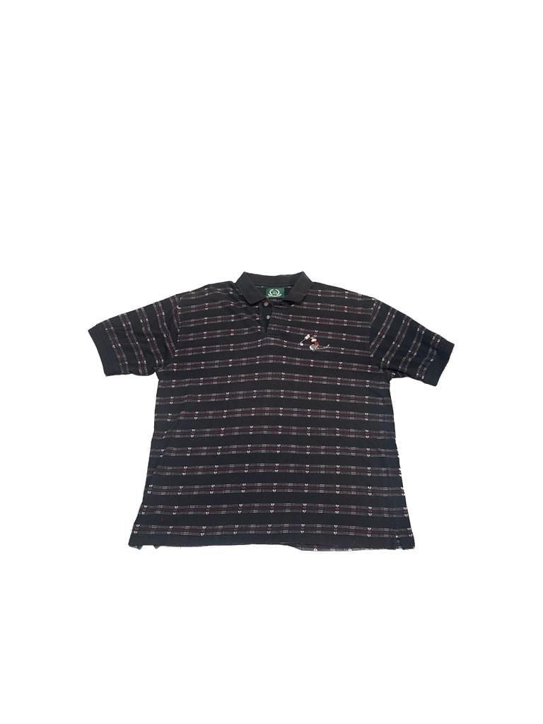 Vintage Disney Golf Collection Mickey Mouse Striped Polo Shirt Black 2