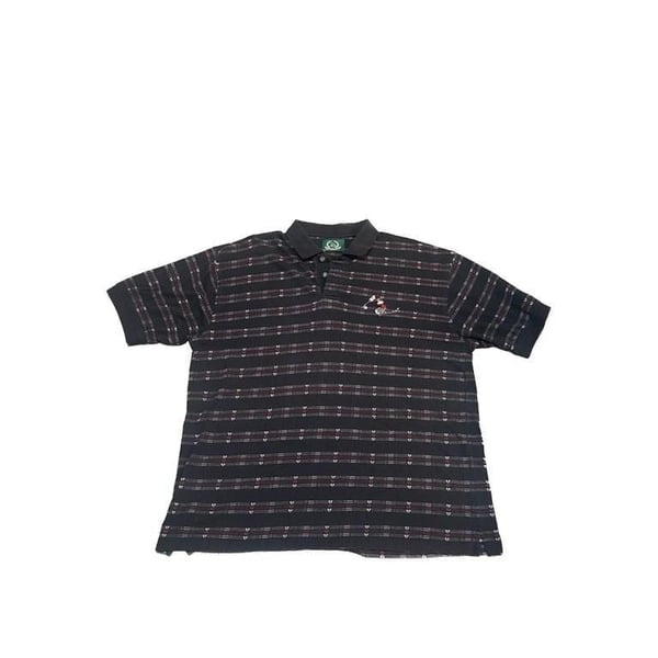 Vintage Disney Golf Collection Mickey Mouse Striped Polo Shirt Black