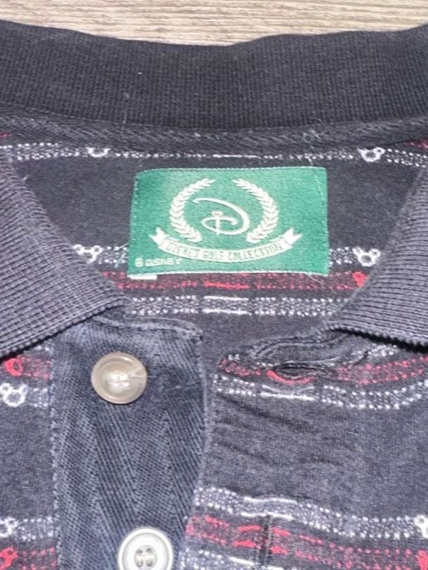 Vintage Disney Golf Collection Mickey Mouse Striped Polo Shirt Black 4