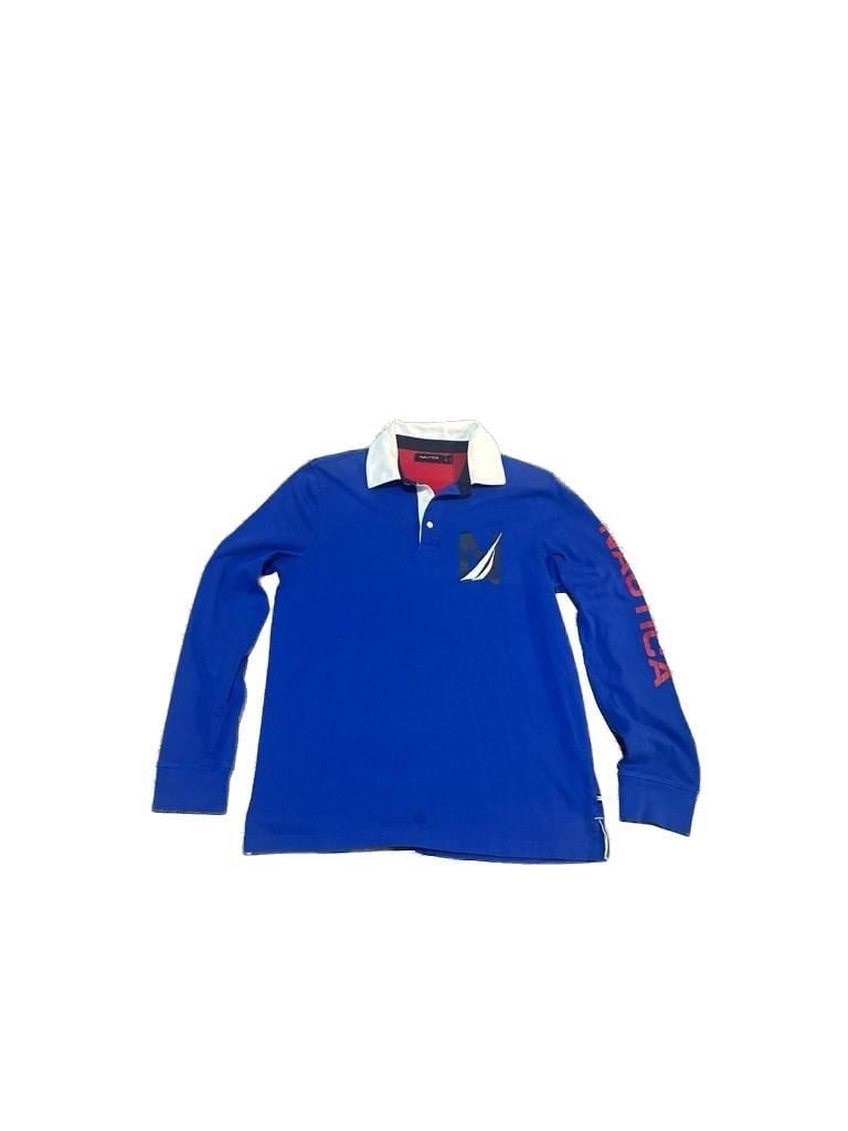 Nautica Men's Long Sleeve Heritage Logo Rugby Polo Shirt - Blue 2