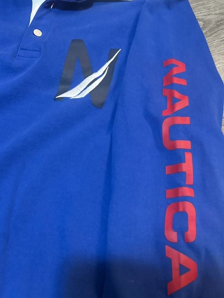Nautica Men's Long Sleeve Heritage Logo Rugby Polo Shirt - Blue 4
