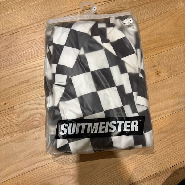 Suitmeister Black & White Checkerboard Checked Suit Set Size Large