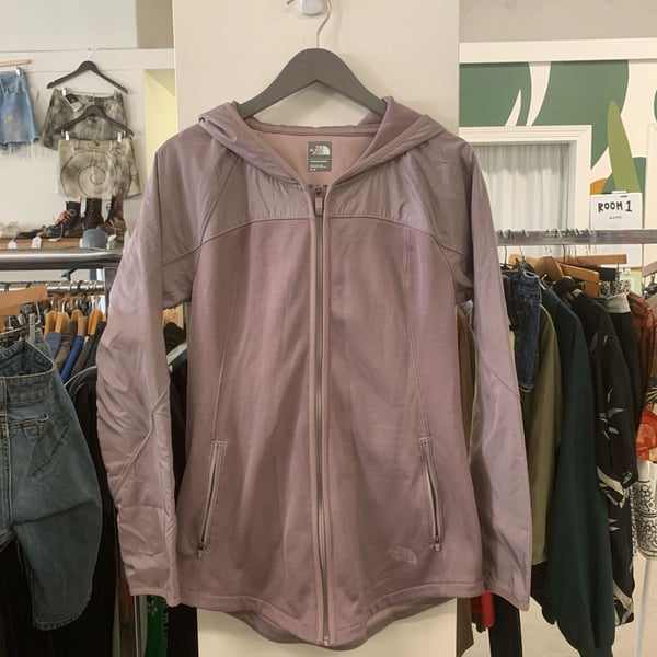 The North Face Women's Mauve Polka Dot Hybrid Full-Zip Performance Fleece Hoodie OF