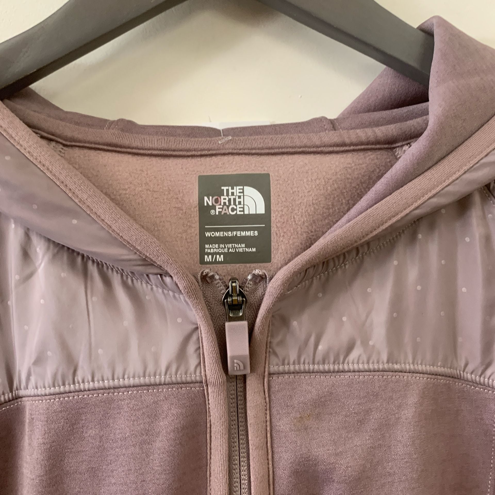 The North Face Women's Mauve Polka Dot Hybrid Full-Zip Performance Fleece Hoodie OF 4