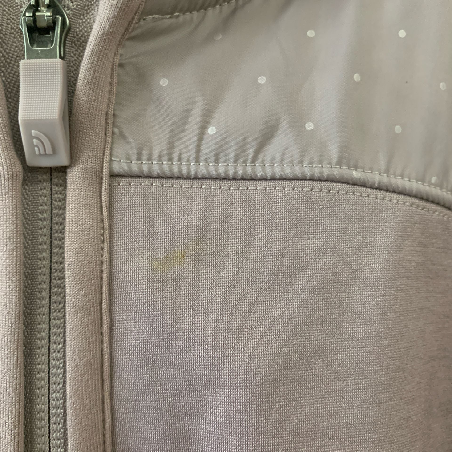 The North Face Women's Mauve Polka Dot Hybrid Full-Zip Performance Fleece Hoodie OF 5