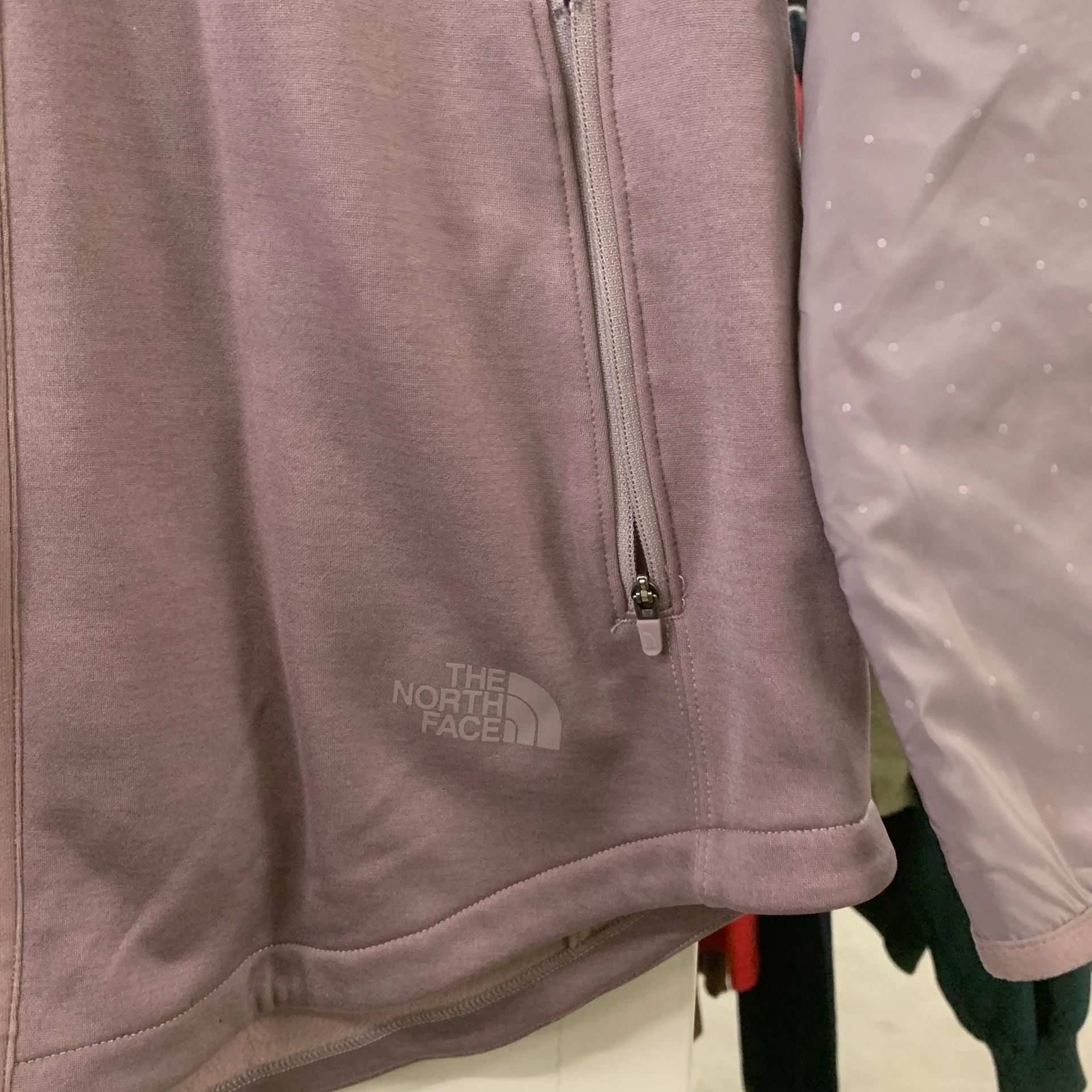 The North Face Women's Mauve Polka Dot Hybrid Full-Zip Performance Fleece Hoodie OF 6