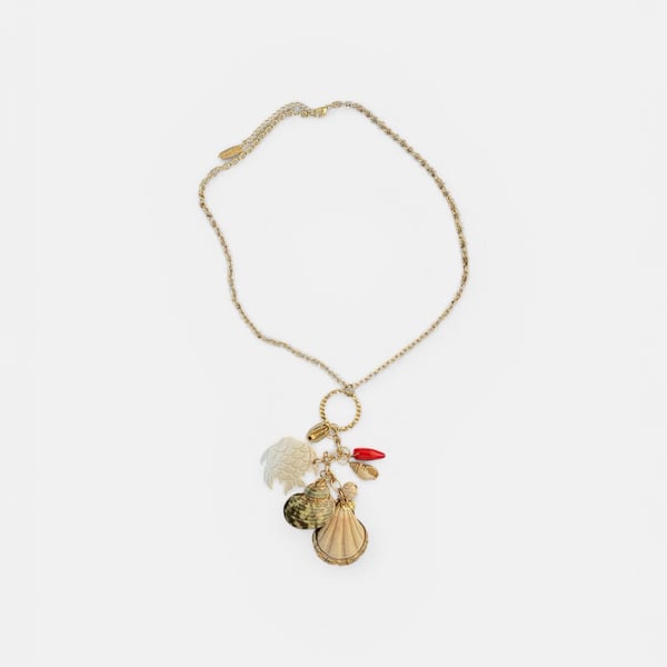 Plunder Design. Multi-Charm Shell and Coral Pendant Necklace