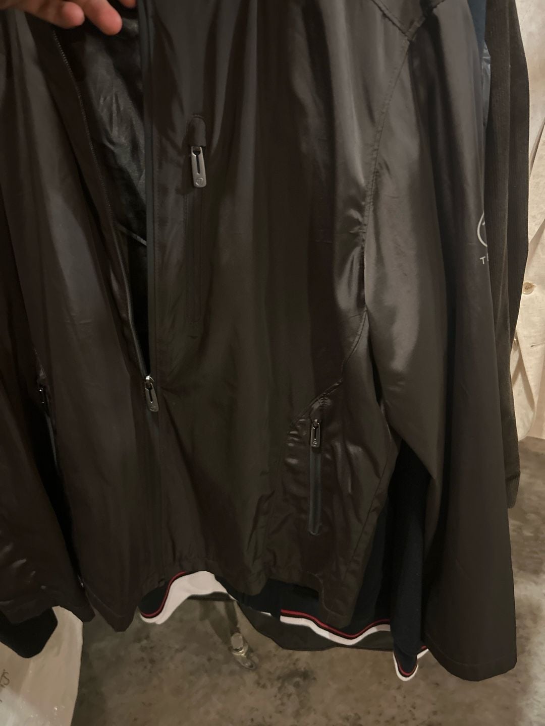 T-Tech by Tumi Men's Black Lightweight Full Zip Mock Neck Windbreaker Jacket 7